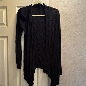 Black open front cardigan